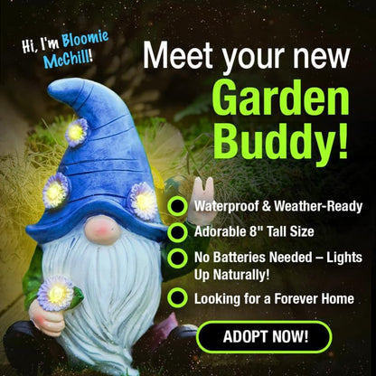 Peace Gnome Garden Statue - Original Design - Blue Peace Gnome Design for Yard, Lawn, Patio, Porch - Weatherproof Resin Garden Decoration - Solar Light - Outdoor Decor & Unique Gnome Gift for Women