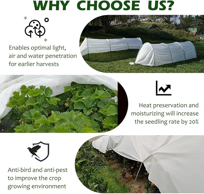 Plant Freeze Protection Cover, 7x100ft Frost Cloth Winter Garden Blanket, Floating Row Cover for Cold Weather and Shade, Perfect for Outdoor Vegetables, Trees, Greenhouse