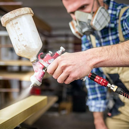 RayMagic Upgraded 5IN1 Universal Quick Industrial Connect Coupler, 1/4" Female NPT, Air Hose Fittings, 6-Balls Release Sleeve, 1/4" Body Size, Red(1-Piece)