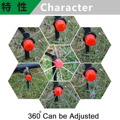 100Pcs1/4Inch Adjustable Irrigation Drippers Sprinklers Watering Sprinklers Anti-Clogging Emitter Dripper Red Garden Supplies