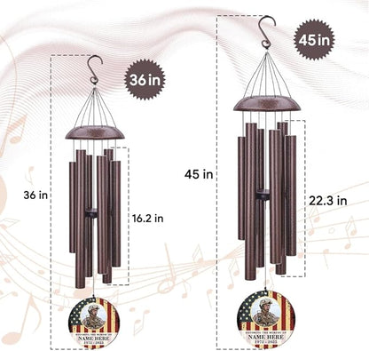 36inch Personalized Wind Chimes, Memorial Wind Chimes for US Veteran, Wind Chime for Loss of Loved Dad/Mom, Sympathy Memorial Gifts, Thank You Veteran Solider