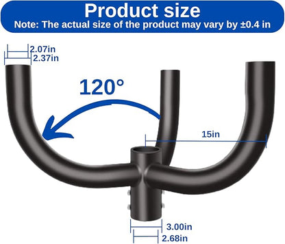Bullhorn Tenon Adapter Bracket, Fit 3 Parking Lot Light with 2-3/8", Mounting Arm for Round Pole for Slip Fitter Street Area Lights (120 Degree Triple Tenon Heavy Duty Rustproof Durable)