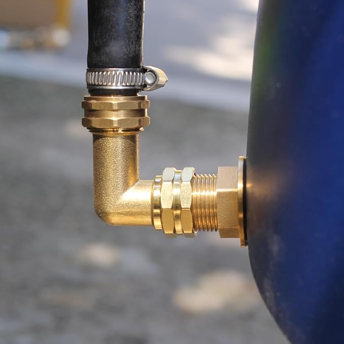 Garden Hose Elbow Connector 90 Degree Solid Brass Pipe Fittings Hose Elbow -Eliminates Stress and Strain On RV Water Intake Hose Adapter 3/4" FHT x 3/4" MHT (10 SETS)
