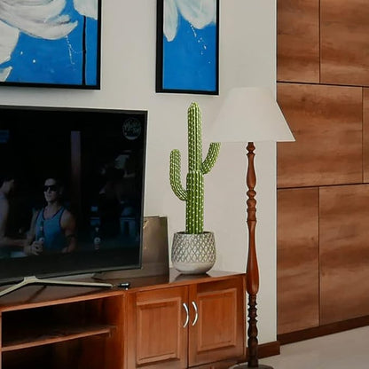 momoplant Artificial Cactus Succulent Plant, 24 Inch Tall Faux Fake Desert Cacti Plant with Black Planter for Home Garden Office Floor Decor