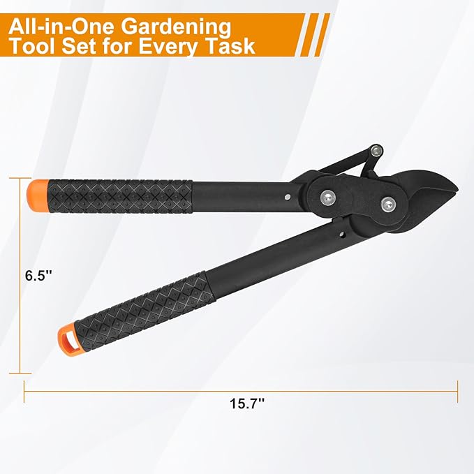 Garden Scissors-Clippers Set of 3 Trimming-Gardening Tools, Garden-Pruning Shears-Pruners for Gardening, Loppers for Tree Trimming Heavy Duty, Retractable Pruning Saw for Wood Cutting