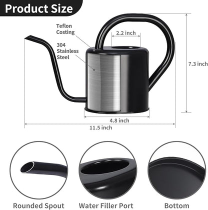 Watering Can, Stainless Steel Watering Can for Indoor & Outdoor Plants, 1L/35oz Long Spout Water Can with Handle, Rust-Proof Plant Watering Pot for House Plants, Garden Flowers
