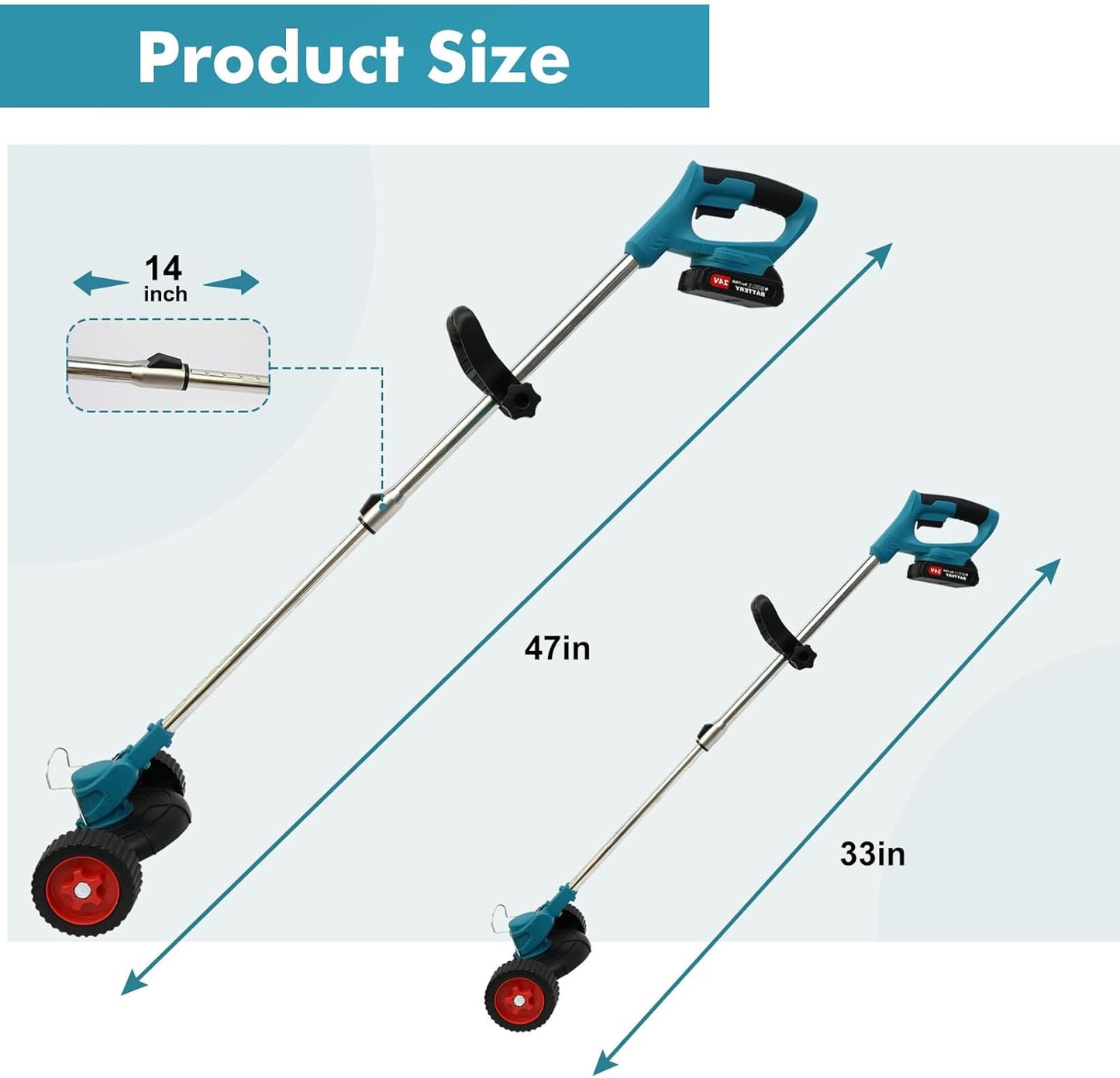 Grass Trimmer, 6" 3-in-1 Cordless Weed Trimmer, 21V Portable Electric Brush Cutter, with Two 2600mAh Batteries and Charger for Garden and Yard Weed Control