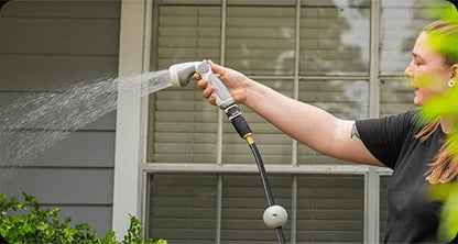 Vego Garden Hose Nozzle - 9 Spray Patterns, Metal, Thumb Control, On/Off Valve, High Pressure Heavy Duty Water Hose Spray Nozzle for Gardening, Lawn Care, and Cleaning Tasks-Cloud White