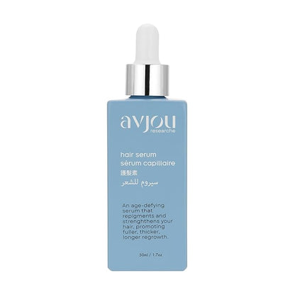 Avjou Researche™ Scalp Serum – Thicker, Fuller-Looking Hair + Targets Visible Signs of Premature Greying – 3 Patented Ingredients – Backed by Cosmetic Science – Oil-Free, All Hair Types, 1.7 oz