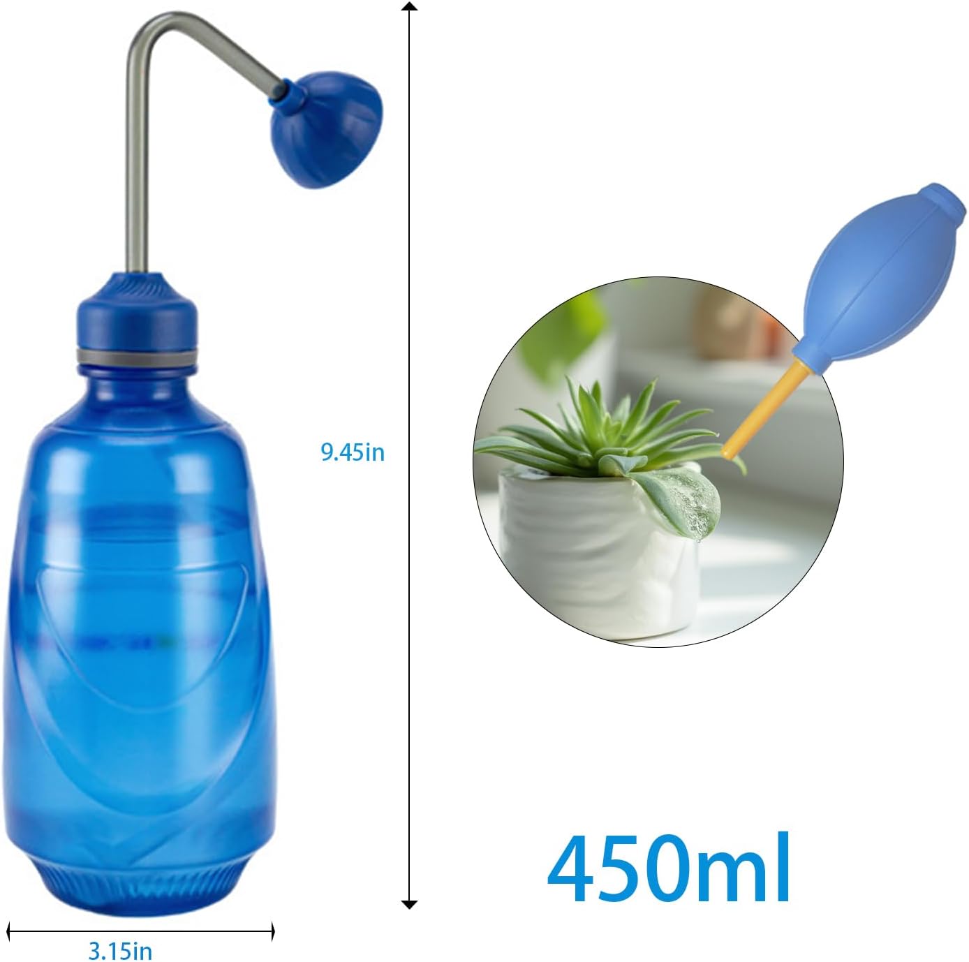 Watering Can,Squeeze Bottles Succulent,Squirt Irrigation Bottle Squeeze Sprinkling Can Plastic Wash Plant Bottle House Plant Garden Flower 0.45L (blue)