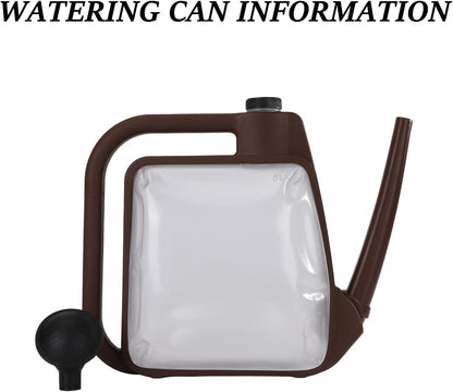 5L Foldable Watering Can, Lightweight Transparent with Water Level Indicator for Indoor Plants, Garden, Bonsai - Khaki