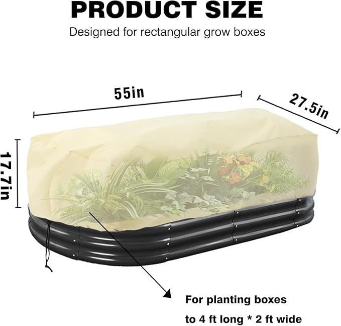 Plant Covers Freeze Protection, Winter Frost Blanket for Flower Pot Plants, for Outdoor Plants Fruit Tree Potted with Drawstrings Latches55x27.5x17.7INCH 2 Pcs