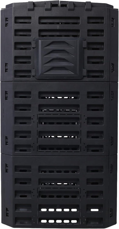 90 Gallon Garden Composter Bin - Premium Recycled Plastic, Large 340 Liter Capacity, Easy Assembly, Lightweight, Aerating Outdoor Compost Box for Fertile Soil