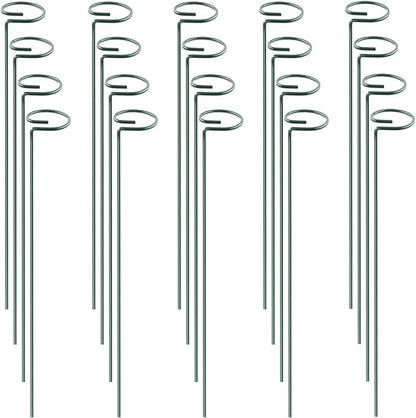 HiGift 20 Pack 24 Inch Plant Support Stakes, Single Stem Flower Support Stakes and Rings for The Garden, Metal Garden Stakes for Tall Plant Vegetables Amaryllis Orchid Lily Sunflower Rose Narcissus