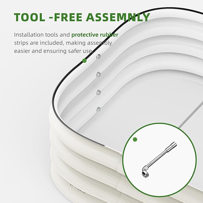 DaisyVibe Raised Garden Bed Kit, Planter Raised Garden Boxes Outdoor, Oval Large Metal Raised Garden Beds for Vegetables Flowers (White, 6.5ftx2ftx1ft)
