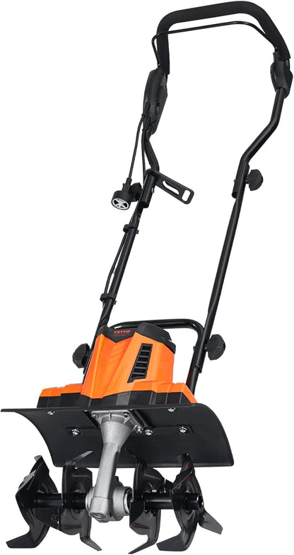 VEVOR 10 Amp Electric Tiller, 14" Tilling Width 3.94" Tilling Depth Corded Electric Tiller/Cultivator, Steel Mn Tines, Rototiller for Garden Lawn Soil Digging