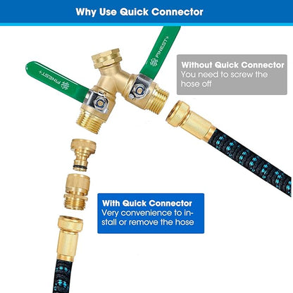 FINEST+ Garden Hose Quick Connector, Solid Brass 3/4 Inch Thread Fitting No-Leak Water Hose Female and Male Easy Connect (6 Sets)