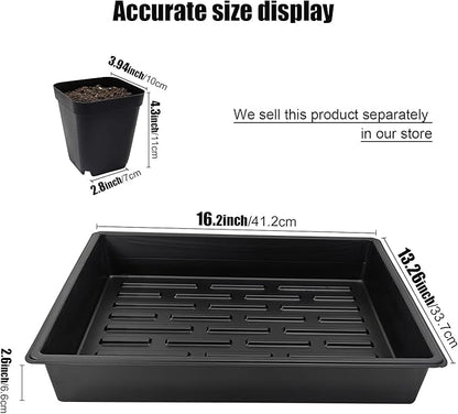 4 inch (10CM) Square Nursery Pots 60pcs, Sturdy Seedlings Trays 5 Pcs, Seeds Starter Germination Tray, Microgreening Planter Nursery Propagation 5 Sets