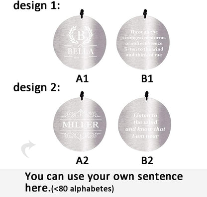 Personalized 36" Bereavement Wind Chimes for Outside, Memorial Gift in Remembrance of a Loved One, Sympathy Gift for Loss of Mother Father Husband, Garden Patio Decor