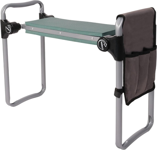 Garden Kneeler and Seat, Smart Design Foldable Heavy Duty Kneeling Bench with Tool Bag and Soft EVA Foam Pad for Senior, Green