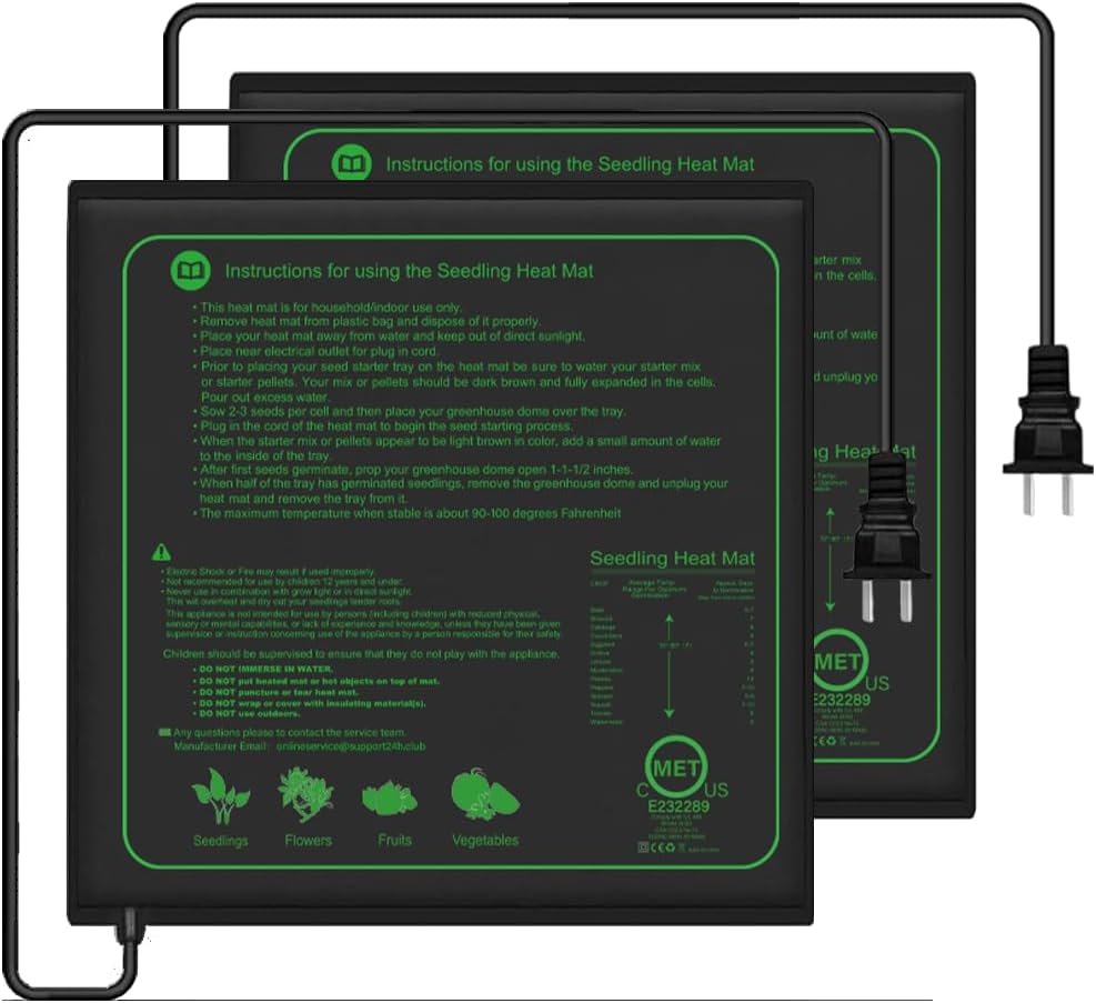 2 Pack Seedling Heat Mat for Seed Starting,20" x 20.75" Waterproof Heating Pad for Indoor Plants Germination(L)