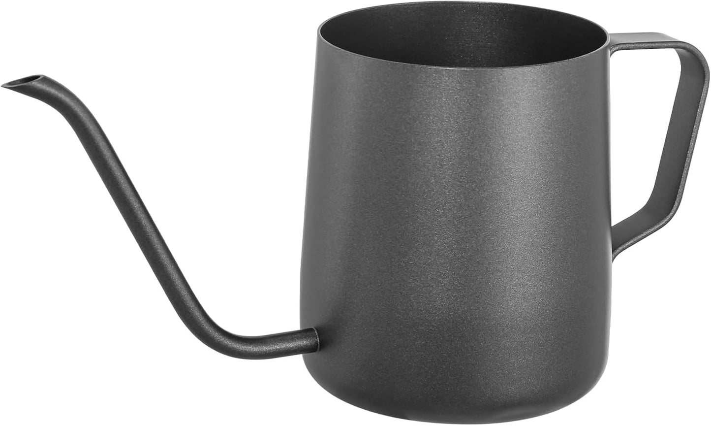 Small Watering Can Indoor Plants - 12 oz Mini Metal Watering Can with Long Spout Rust-Proof Stainless Steel Tiny Watering Pot for Small Indoor Plants Home & Office Black