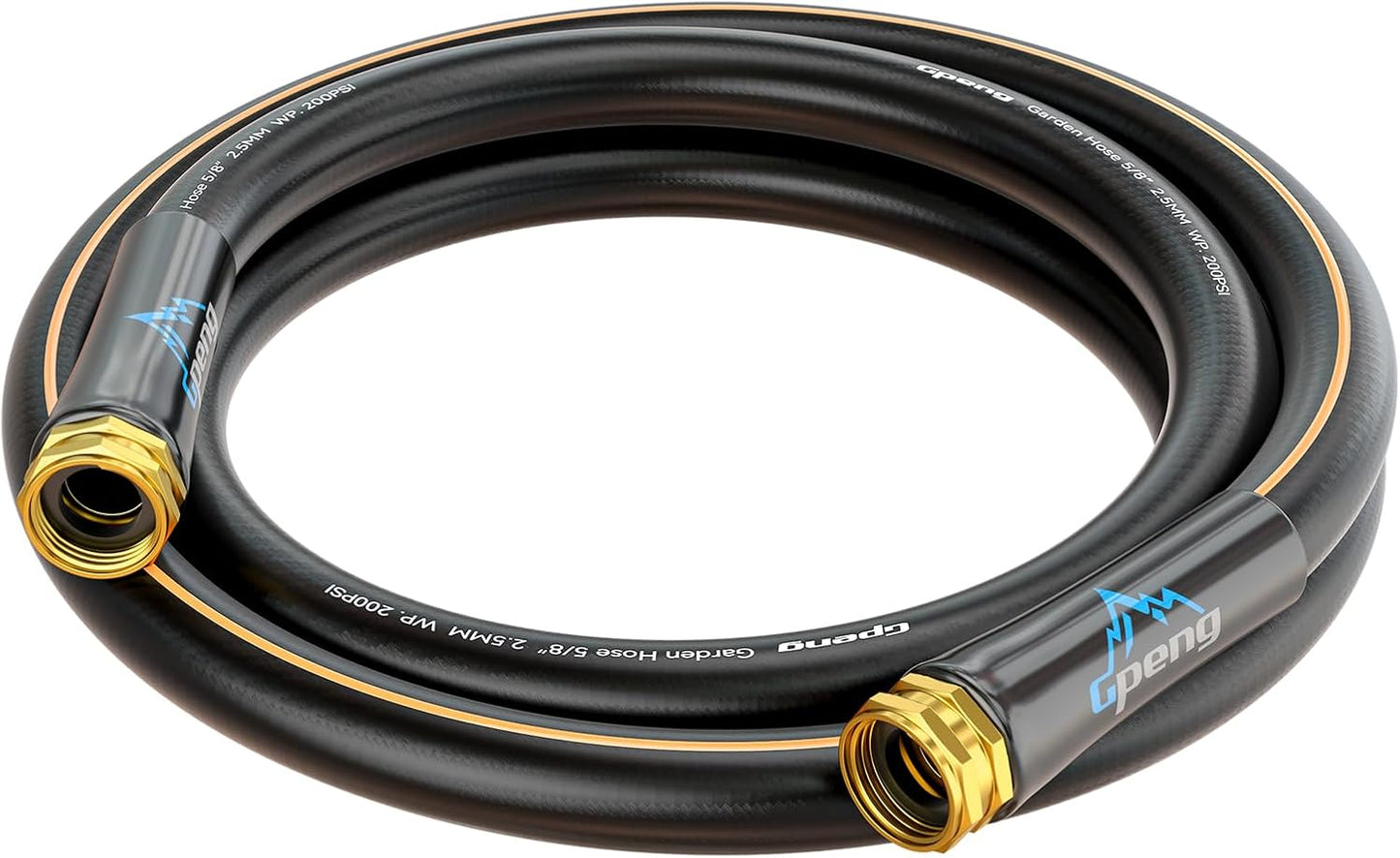 Non-Expandable Leader Hose 10ft x 5/8", Short Garden Hose, Rubber Water Hose, Heavy Duty, No Kink, Flexible Garden Hose with Swivel Handle, Female to Female Fittings, Burst 600 PSI, Without Nozzle