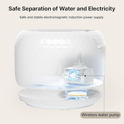 Smart Cat Water Fountain - Red Dot Award 2025 Winner, 62oz/1.8L Automatic Pet Water Fountain with Ultra Quiet Pump, Cat Water Dispenser with Two Flow Modes, Includes 3 Filters (White, ABS)