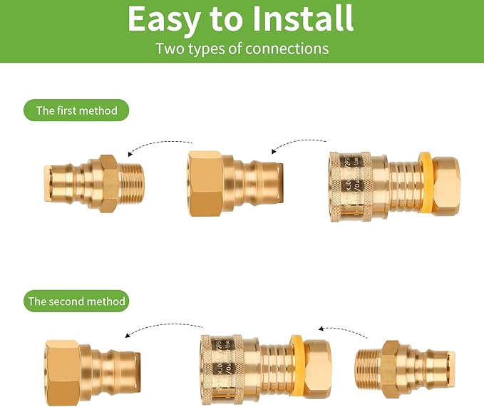 3/4 Natural Gas Quick Connect Fitting-3PCS Solid Brass Quick Release Fittings for BBQ Grill, RV, Propane (3PCS 3/4 Gas Quick Connect)