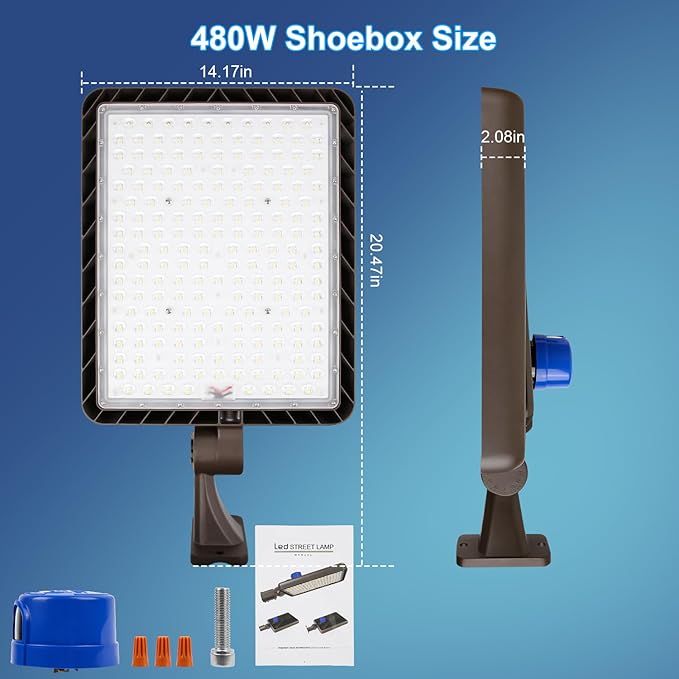 ledmo 480W LED Parking Lot Light,5000K 72000LM Super Bright Dusk to Dawn Outdoor Commercial Street Light IP65 Exterior Security Large Area Flood Lighting with 180°Adjustable Bracket