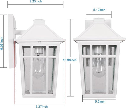 Darkaway Outdoor Sconce Lights Wall Light Fixtures, 14inch Large Porch Light Outdoor Wall Anti-Rust Waterproof Aluminum with Glass Exterior Light Fixture for Patio Yard Doorway Garage (Large, White)