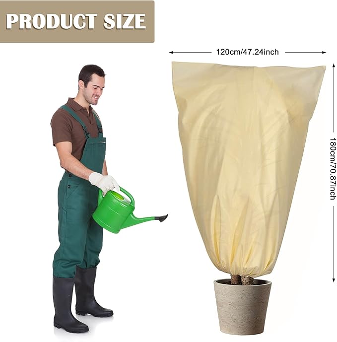 LangRay Plant Covers Freeze Protection, Winter Frost Cloths 2.8oz/yd² with Zipper and Drawstring, Garden Cover Protective Blankets for Outdoor Plants Fruit Palm Olive Trees (47in*71in 1pcs)