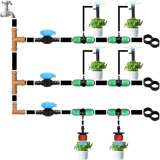 5 Pack 1/2 Inch Drip Irrigation Valve: 1/2 in. in-Line Shut Off Valves for 1/2 Inch Drip Irrigation Tubing (.570-.620" ID) Barbed Cut Off Switch Valve for Garden Irrigation System
