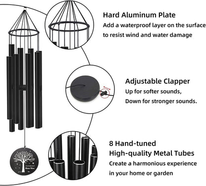 Personalized 36" Healing Memorial Wind Chimes for Outside, Bereavement Gift of Comfort for Loss of Mother, Father or Husband, A Soothing Remembrance for Your Garden and Patio