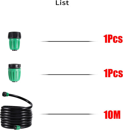 33 FT 1/2 Inch Drip Irrigation Tubing Main Line Hose Tube 1/2''PVC Garden Irrigation Tubing (OD:16mm,ID:12mm) with Drip Connector (Ends Plug,Hose Adapter) for Garden Drip Irrigation System
