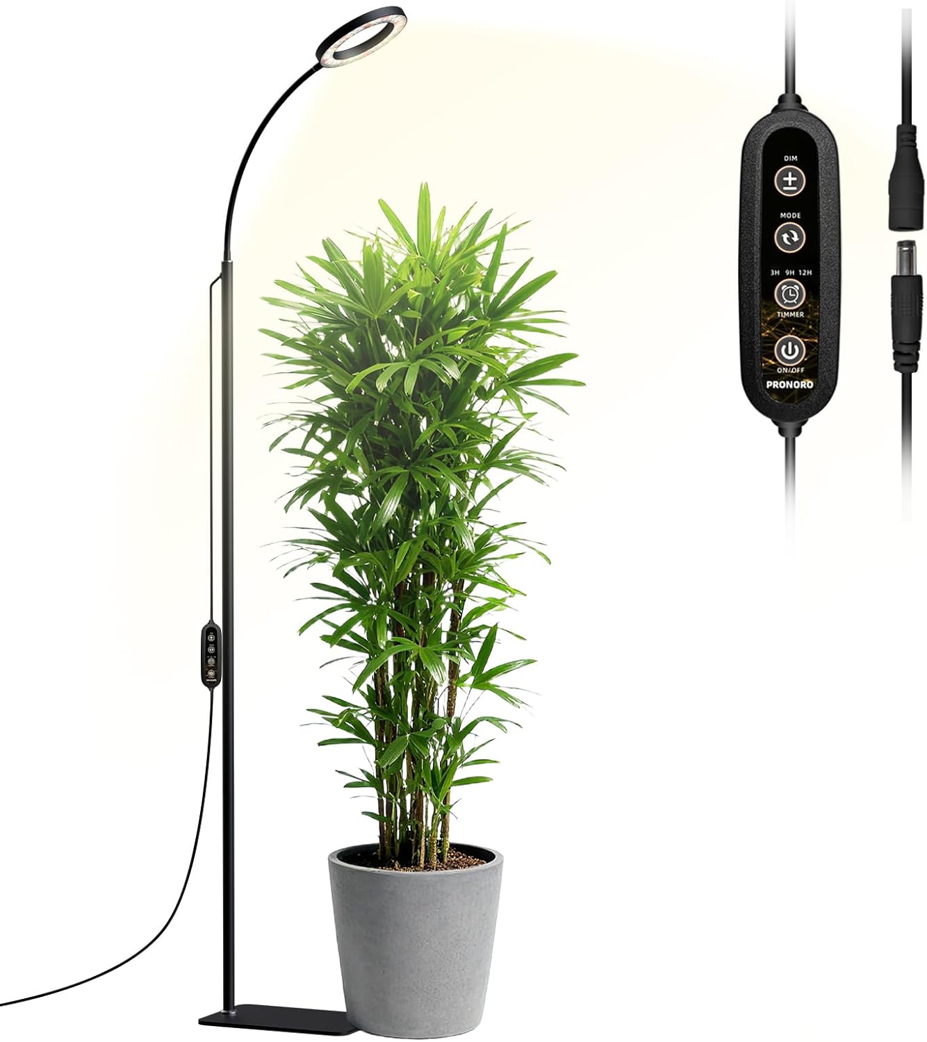 PRONORO Grow Light for Indoor Plants,Full Spectrum LED Grow Light,Standing Grow Light for Large Plants,Auto ON/Off Timer,6 Dimmable Levels,3 Spectrum Lighting Modes,Height Adjustable,20W
