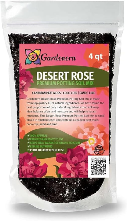 Gardenera Desert Rose Planting Mix - Provide Your Adenium with an Ideal Growing Environment - 4 QUARTS