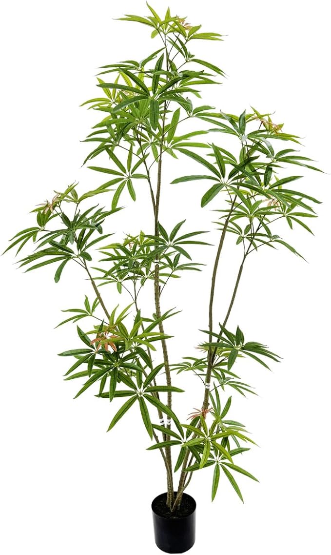 Aalonfale 6ft Artificial Umbrella Tree - Realistic Faux Umbrella Tree Indoor/Outdoor, UV Resistant Fake Plant for Home, Office, Patio Decor