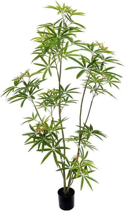 Aalonfale 6ft Artificial Umbrella Tree - Realistic Faux Umbrella Tree Indoor/Outdoor, UV Resistant Fake Plant for Home, Office, Patio Decor