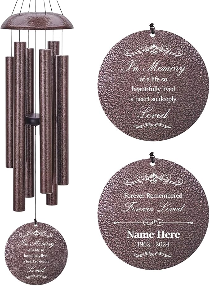 Personalized Sympathy Wind Chimes, Sympathy Gift After Loss of Mom Dad, or Loved One, Memorial Garden Remembering a Loved One Memorial Gifts