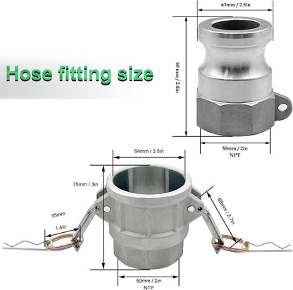 SAFBY 2 PCS Type A and Type D, Aluminum Cam Lock Fittings Cam Groove Fitting Camlock Fittings, Male and Female Adapter Female NPT Thread Camlock Fitting