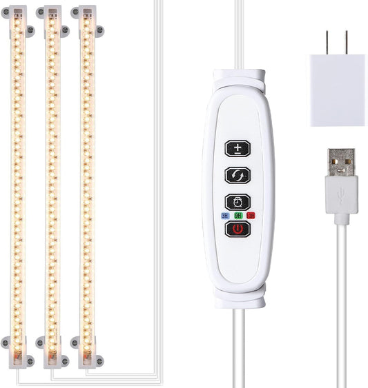 LED Grow Light Strips, Full Spectrum Plant Growing Lights for Indoor Plants 3500K, 144 LEDs Plant Lamp with 3/9/12H Timer, 10 Dimmable Levels, 3 Head 13 Inches