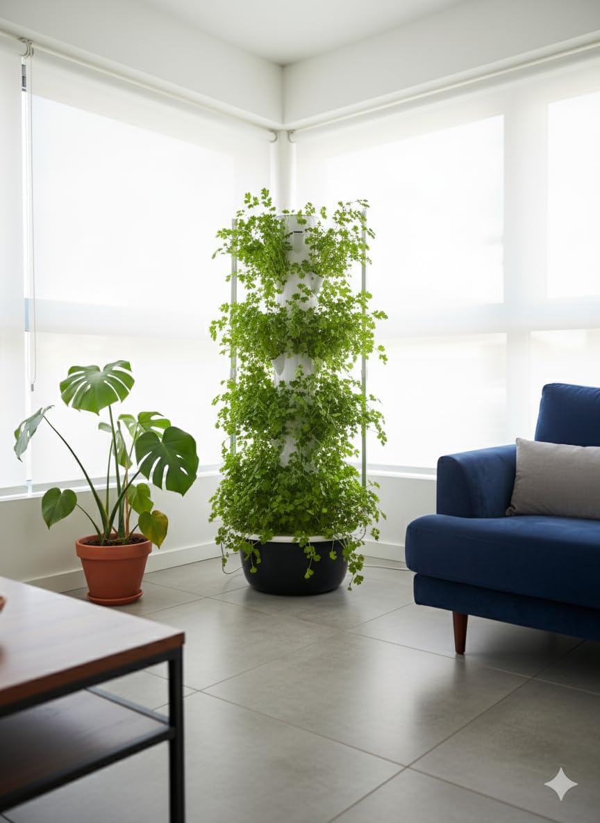 7-Tier Vertical Hydroponic Tower System, 28-Plant Indoor Growing Kit with LED Lights, White Space-Saving Design for Home Vegetables and Herbs