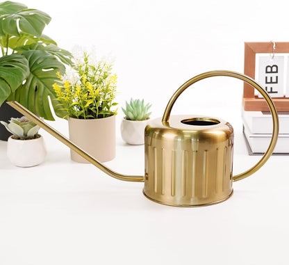 34oz/1L Stainless Steel Watering Can, Rust-Proof Indoor/Outdoor Watering Can for House Plants, Long Spout Water Can for Succulent Bonsai Garden Flowers (Gold Color)