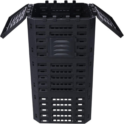 90 Gallon Garden Composter Bin - Premium Recycled Plastic, Large 340 Liter Capacity, Easy Assembly, Lightweight, Aerating Outdoor Compost Box for Fertile Soil