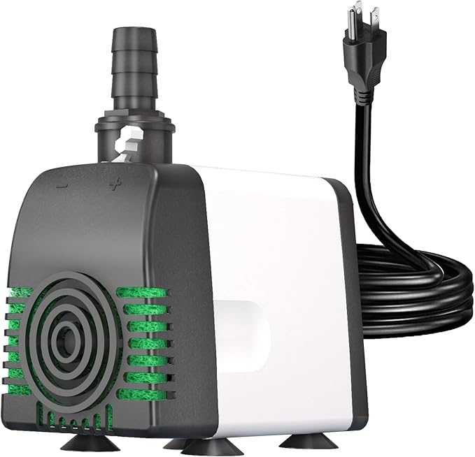 880GPH Submersible Water Pump, Pond Pumps with Over Heating Protection Adjustable Flow Rate Desin 6.5ft High Lift for Fountains, Hydroponics, Ponds, Aquariums & More