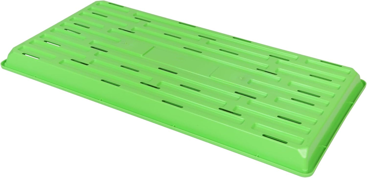 SUNPACK 10" x 20" Heavy Duty Shallow Plastic Seed Starting Tray, Green, 1" (Pack of 30) - Lined with Drainage Holes for Excess Water and Aeration, Ideal for Greenhouses or Indoor Gardening