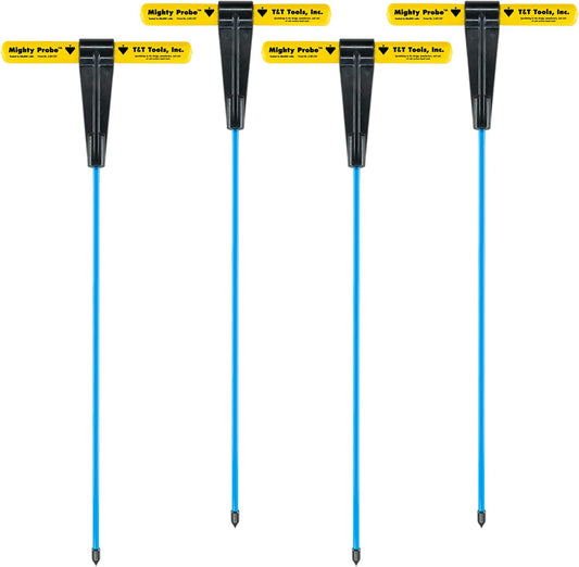 T&T Tools 42-Inch Mighty Probe Insulated Soil Probe – 3/8" Hex Rod Heavy Duty Steel T-Handle Probe for Landscaping, Utility Locating, Soil Testing & Wastewater, USA Made – 4 Pack