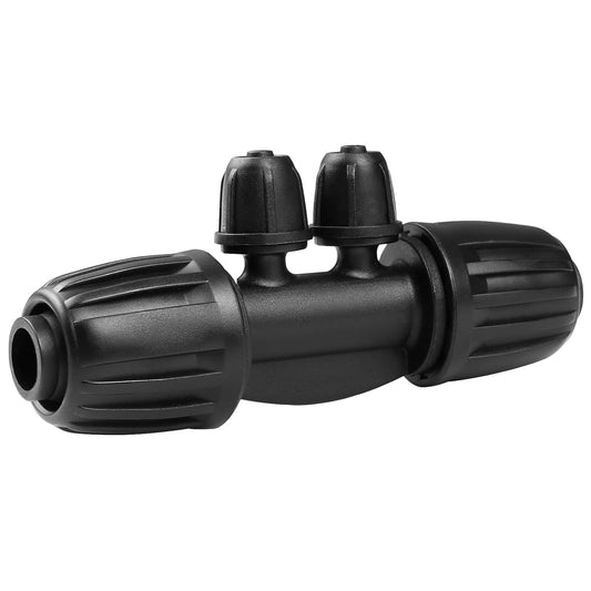 Drip Irrigation Fittings for 1/2 Inch to 1/4 Inch Tubing Reducing Tee：1/2" (1/2" ID x 0.65" OD) to 1/4" Drip Line Anti-drop Locked Nut Barbed Reducer 4 Way Tee Connectors (12 Pack)