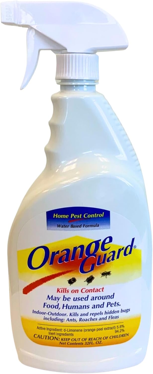 Orange Guard Home Pest Control Spray with D-Limonene | All-Natural Food Grade Orange Peel Oil for Bugs, Ants, Roaches, Fleas, Palmettos and Silverfish - 32oz